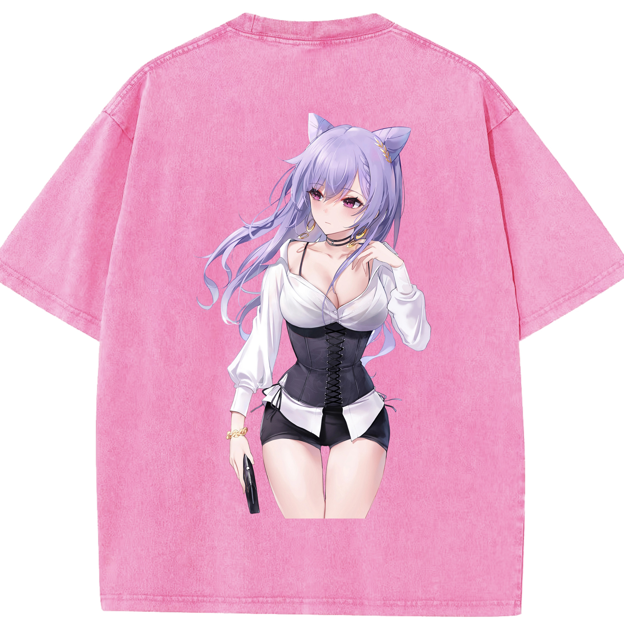 げんし神 刻晴 こくせい genshin Kokusei 綿100% ヴィンテージ風 半袖Tシャツ（背面プリント）
